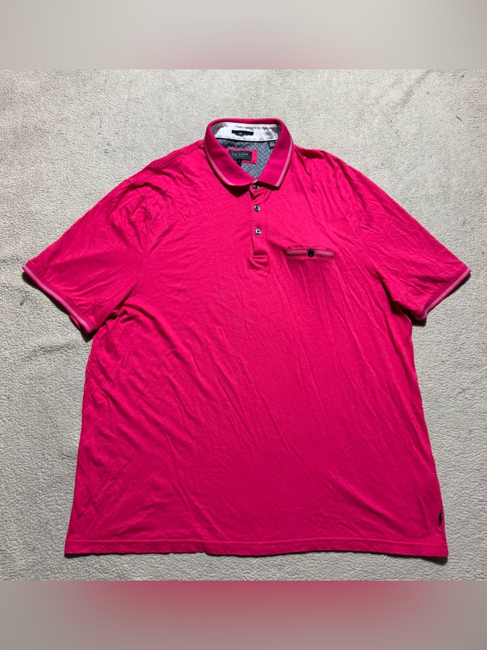 Ted Baker Polo Mens 7 (XL US) Pink Short Sleeve Collared Shirt Cotton Officewear